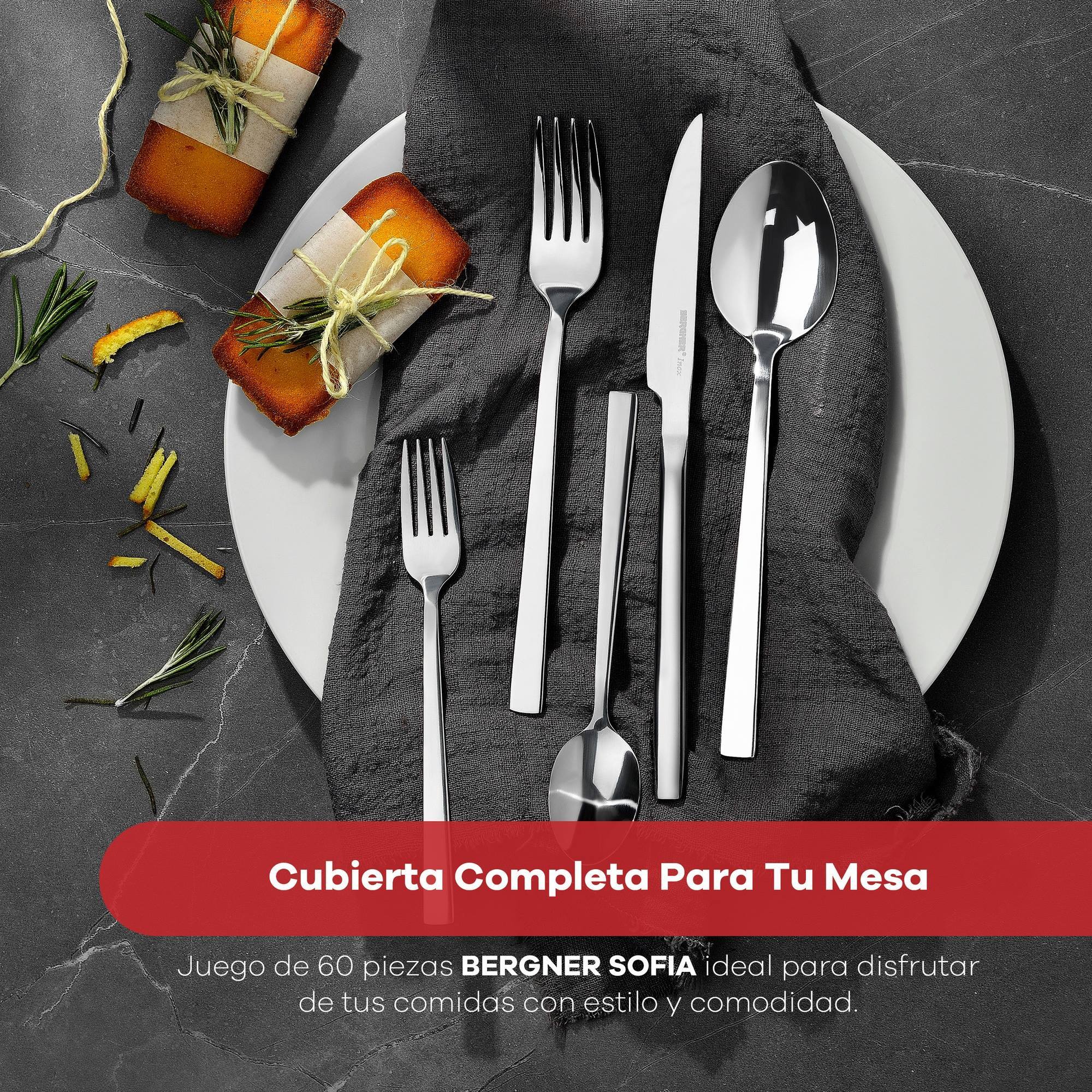 Cubertería de 60 Piezas en acero inoxidable Sofia Bergner