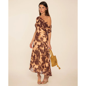 Vestido midi asimétrico estampado