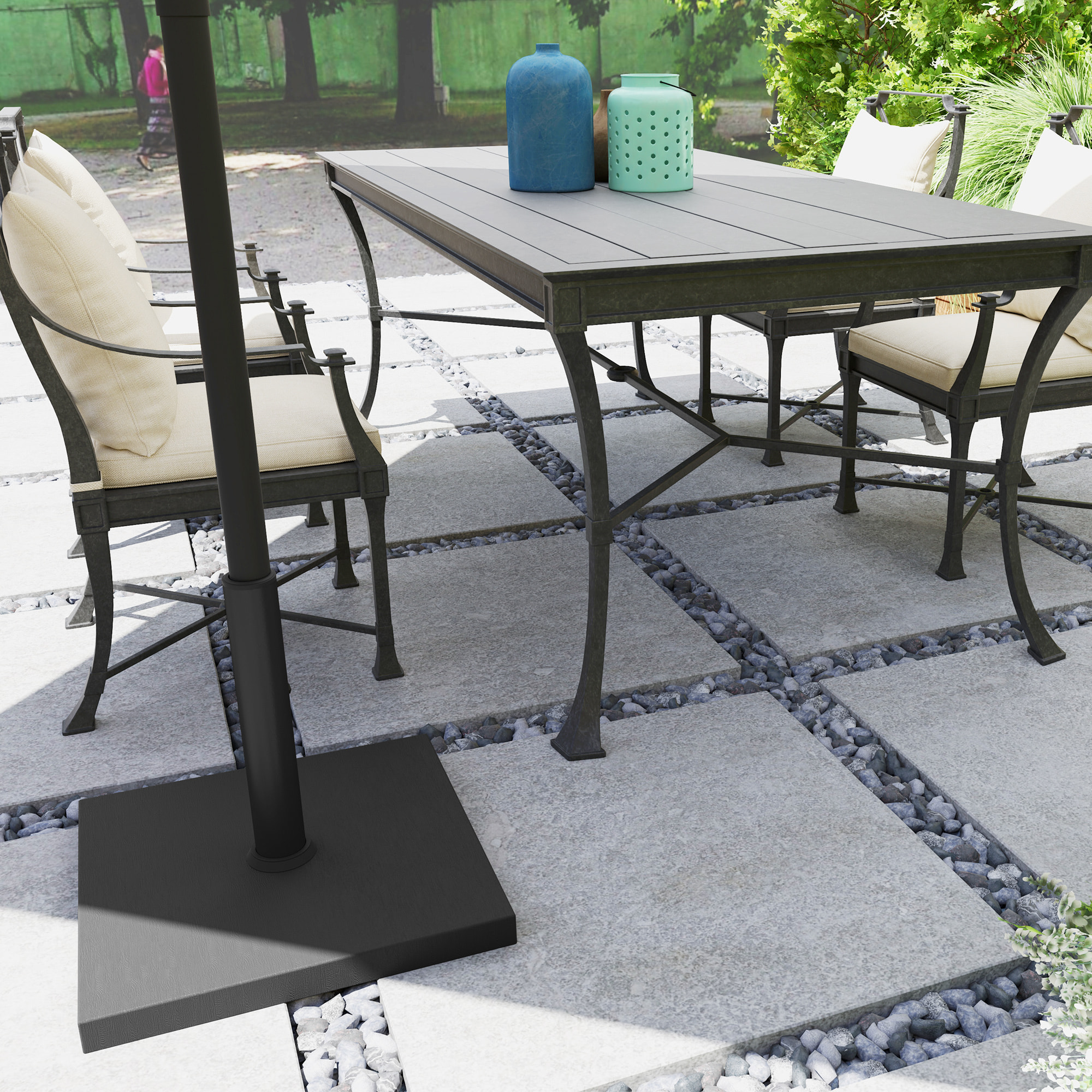 Pied de parasol béton 18 Kg mât dia. 38-48 mm - 44 x 44 x 30 cm - noir