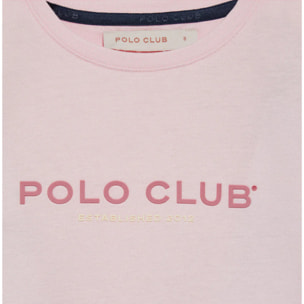 Maglietta basic rosa con logo in gomma Polo Club