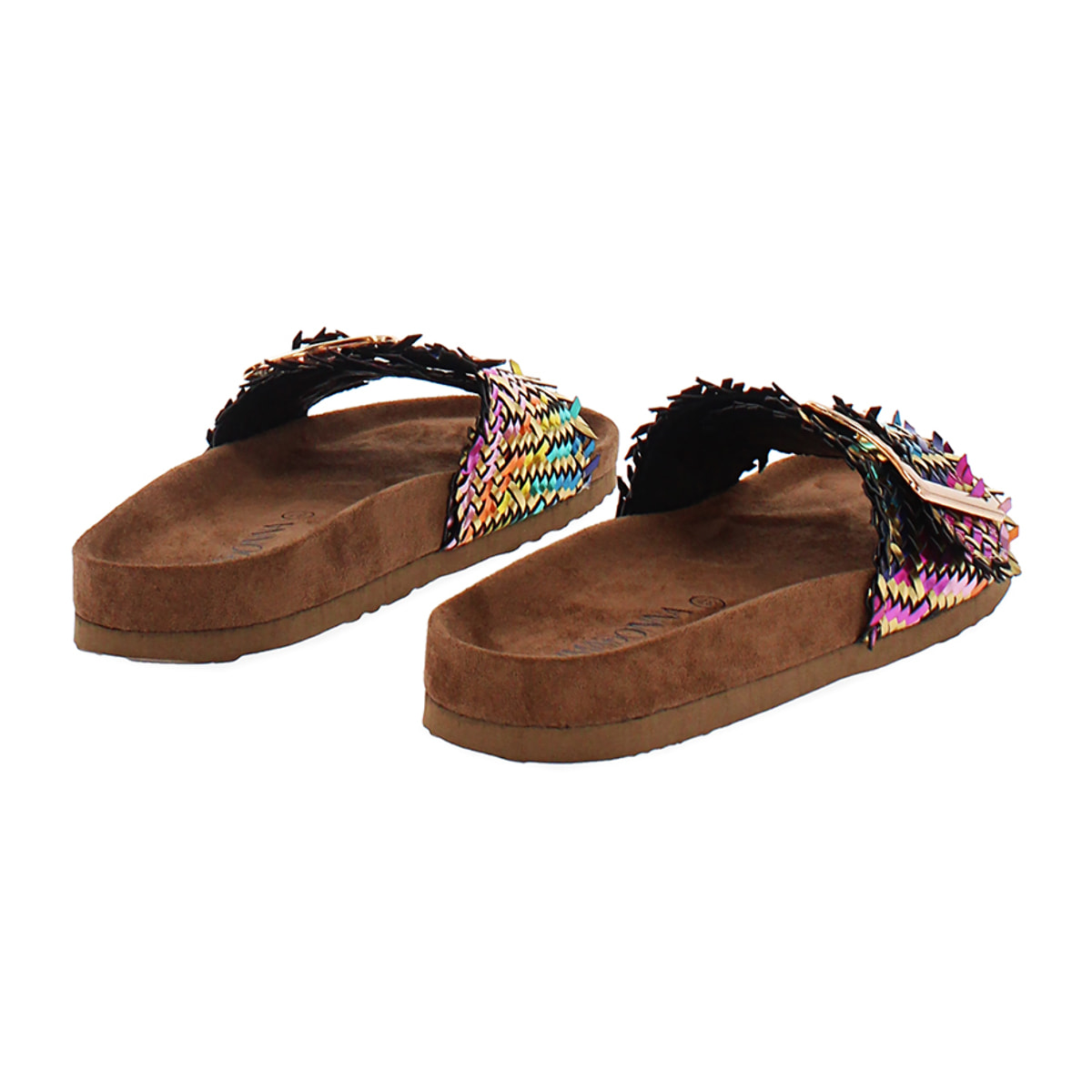 Ciabattina con fibbia da donna intrecciata multicolor