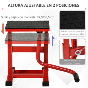 Plataforma Elevadora Altura Ajustable 27,5-39,5 cm Elevador para Motocicletas con Manivela Base Antideslizante Soporte de Elevación Carga 150 kg para Reparación Motocicleta Taller Garaje