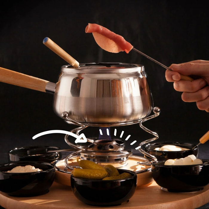 Brûleur à alcool et 4 coupelles d'alcool gélifié Fackelmann