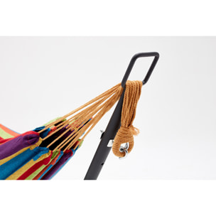 Hamac sur pied 2,6 m avec toile en tissu multicolore SAGUEDO