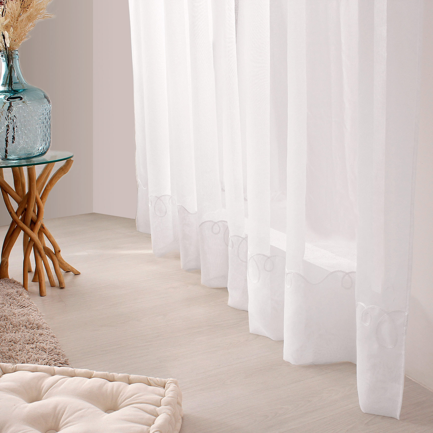 Voilage uni brodé Cornely - Blanc