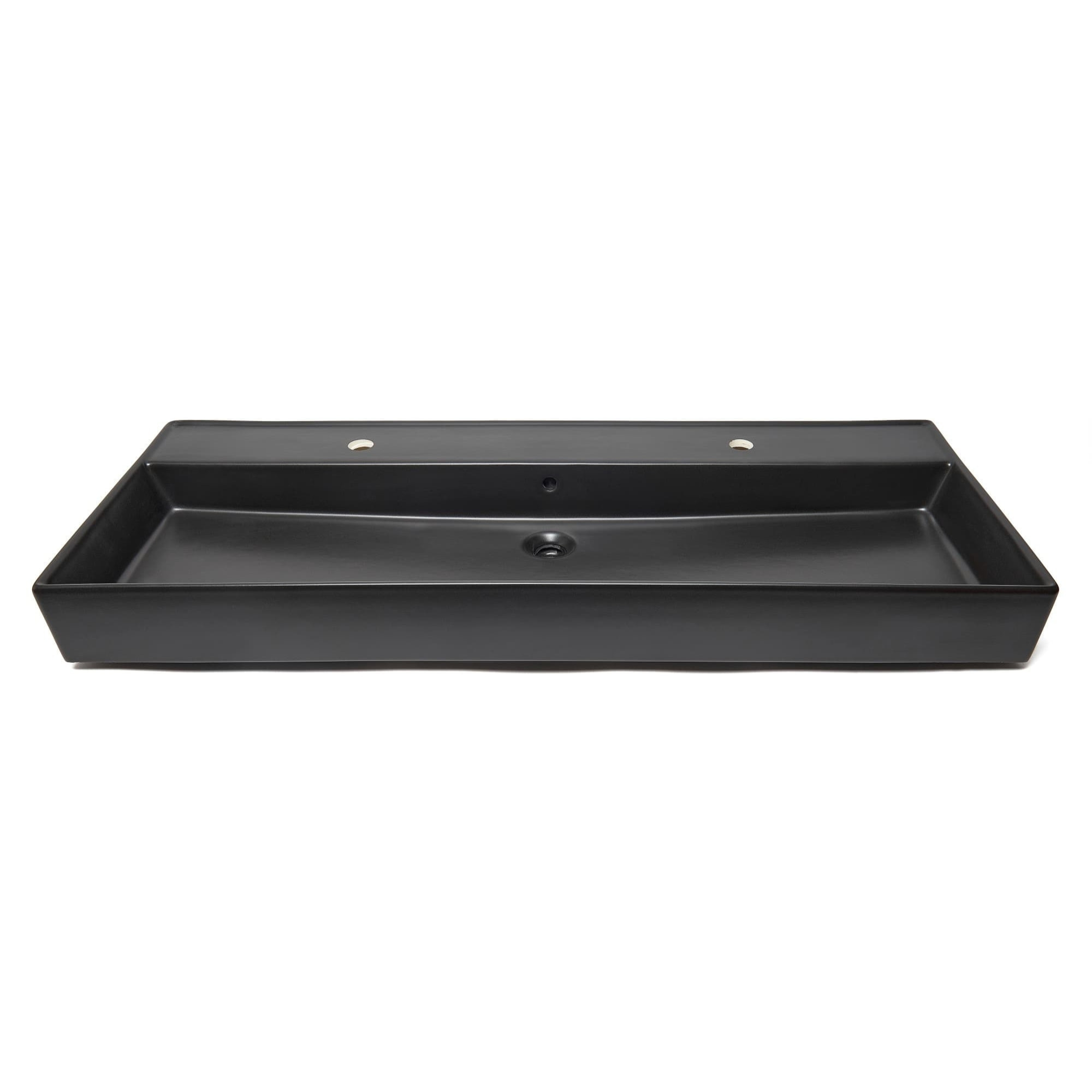Lavabo SAT Infinitio 121,4x46,9 cm noir mat deux trous pour robinetterie (SATINF12046BKM)