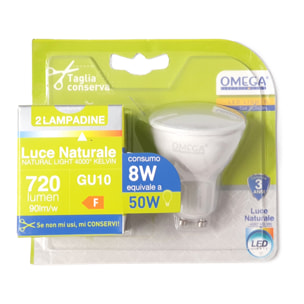 OMEGA Set 6 pezzi faretto led gu10 8w 720lm 4000k GU10