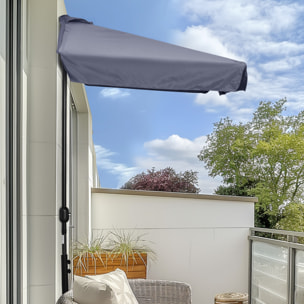 Sombrilla Rectangular 230x130x249 cm Parasol para Pared Media Sombrilla con Manivela Protección UV Impermeable Sombrilla para Balcón Terraza Jardín Gris Oscuro