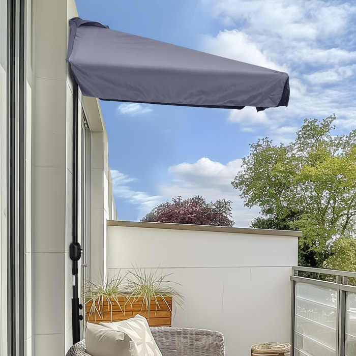Sombrilla Rectangular 230x130x249 cm Parasol para Pared Media Sombrilla con Manivela Protección UV Impermeable Sombrilla para Balcón Terraza Jardín Gris Oscuro