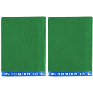 SET 2 TOALLA DE PLAYA 90X160CM 380GSM VELOUR 100%ALGODON VERDE  BENETTON