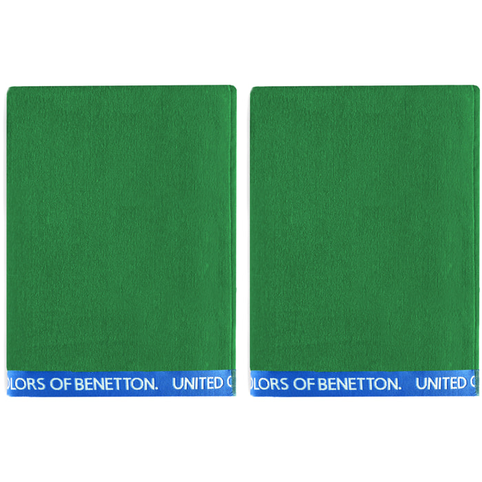 SET 2 TOALLA DE PLAYA 90X160CM 380GSM VELOUR 100%ALGODON VERDE  BENETTON