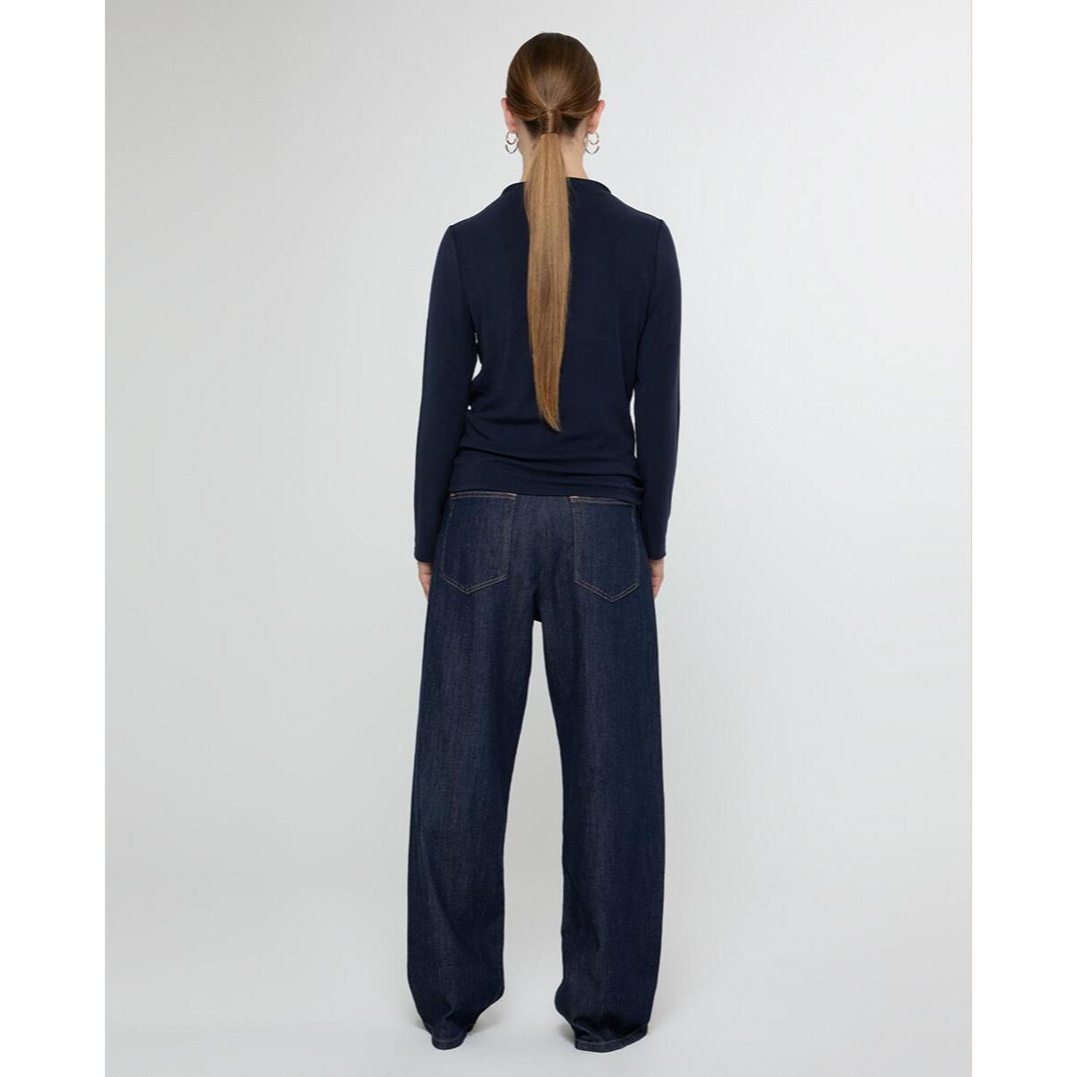 Maglietta a righe manica lunga collo alto