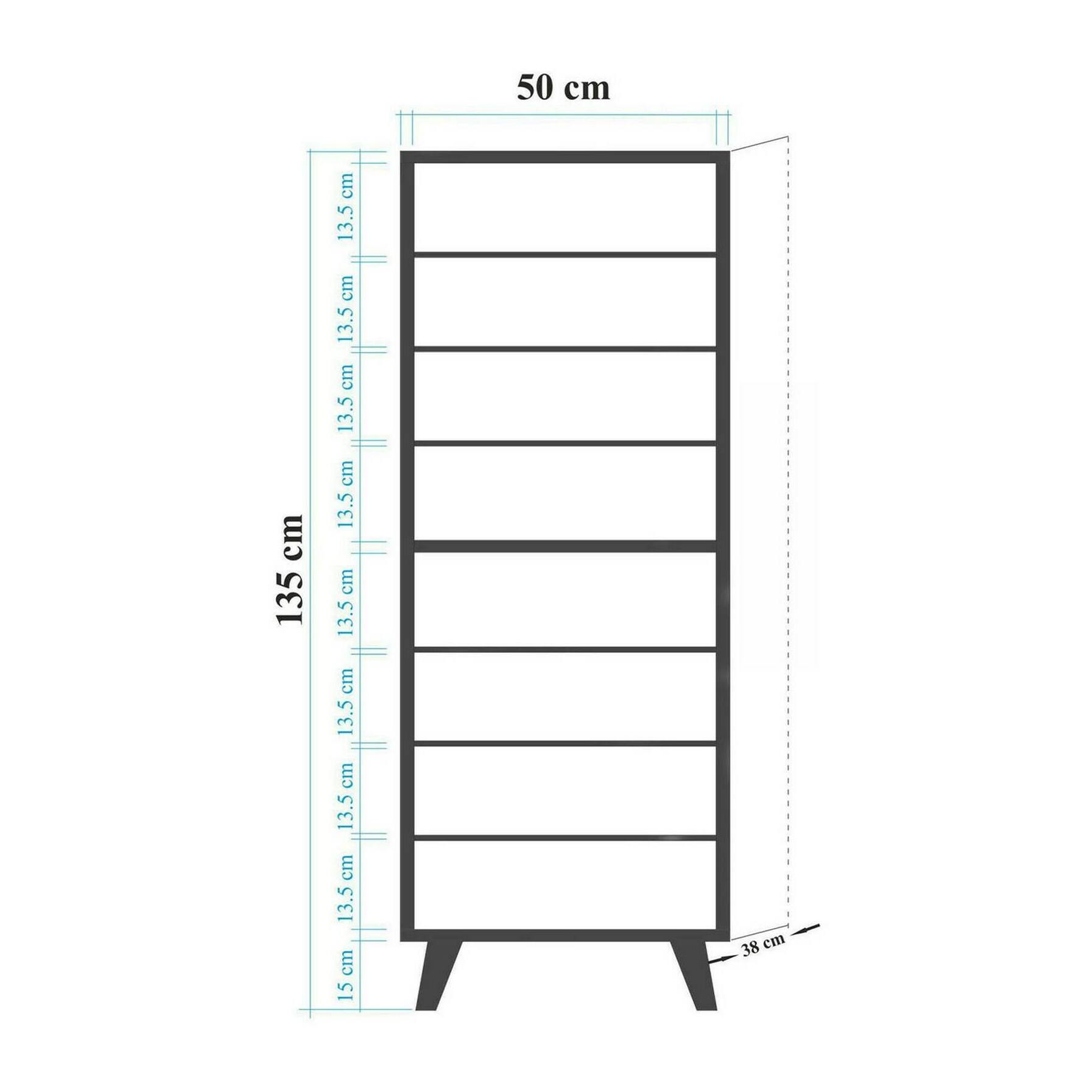 Scarpiera Dgrandin, Mobile portascarpe, Armadio da ingresso multiuso, Mobiletto per calzature, 50x38h135 cm, Quercia e Multicolore