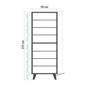 Scarpiera Dgrandin, Mobile portascarpe, Armadio da ingresso multiuso, Mobiletto per calzature, 50x38h135 cm, Quercia e Multicolore