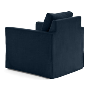 Serena - fauteuil déhoussable en velours - Bleu