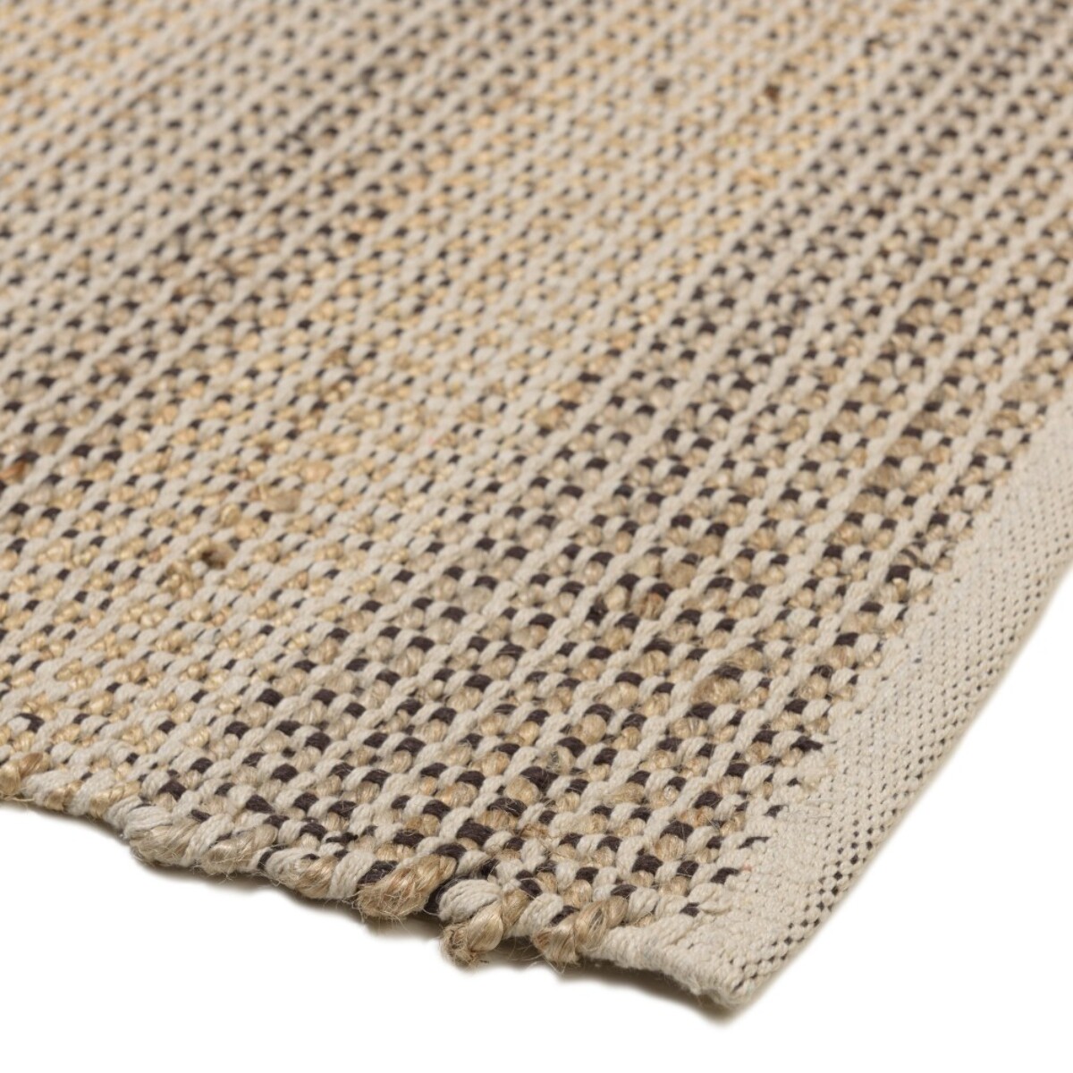QUENTIN - Tapis rect. 200x290cm jute et coton couleur sable/ivoire/noir