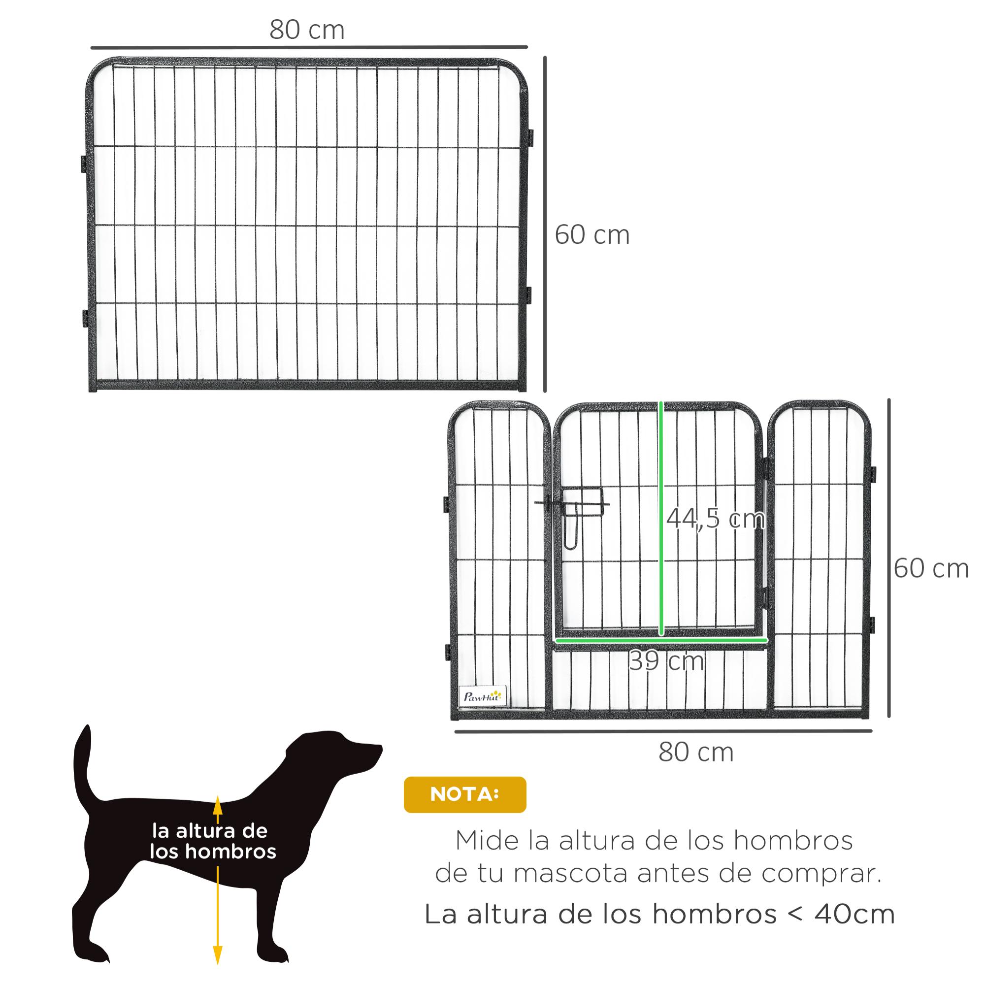 Parque para Perros de 12 Paneles Parque de Juegos de Bricolaje para Mascotas con 2 Puertas Corralito para Perros para Exterior Interior Acero 80x60 cm Negro