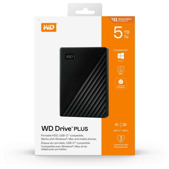 Disque dur externe WESTERN DIGITAL Drive PLUS 5TB