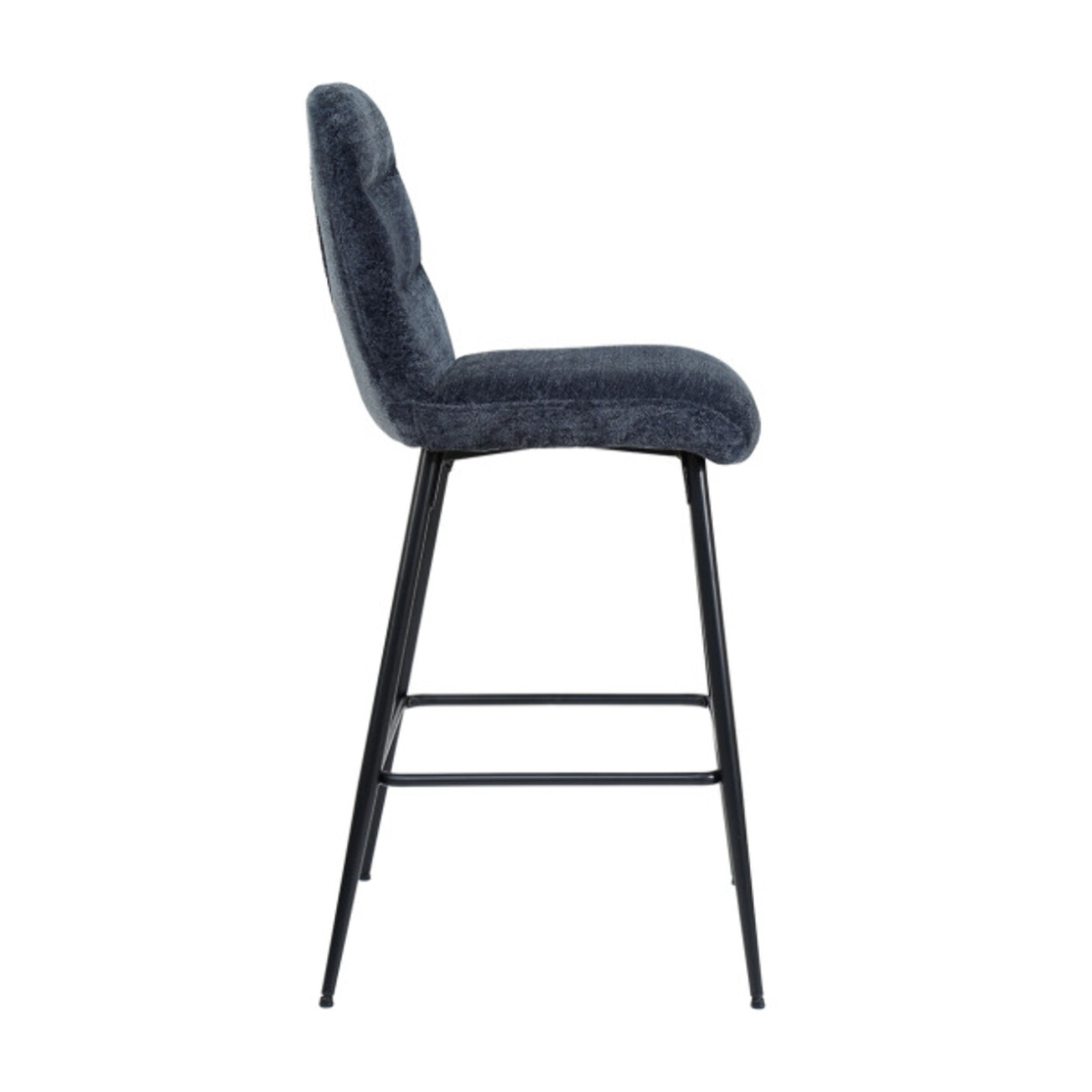 Tabouret de bar rembourré en tissu avec pied métal noir - LILA