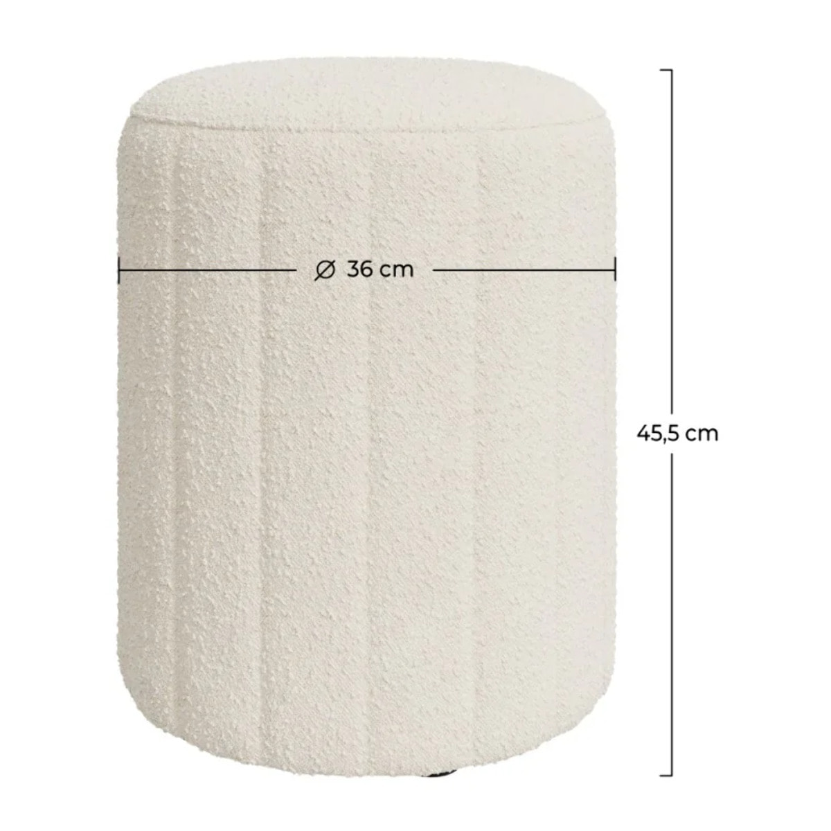 Pouf rond en tissu blanc bouclé - Eva