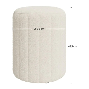 Pouf rond en tissu blanc bouclé - Eva