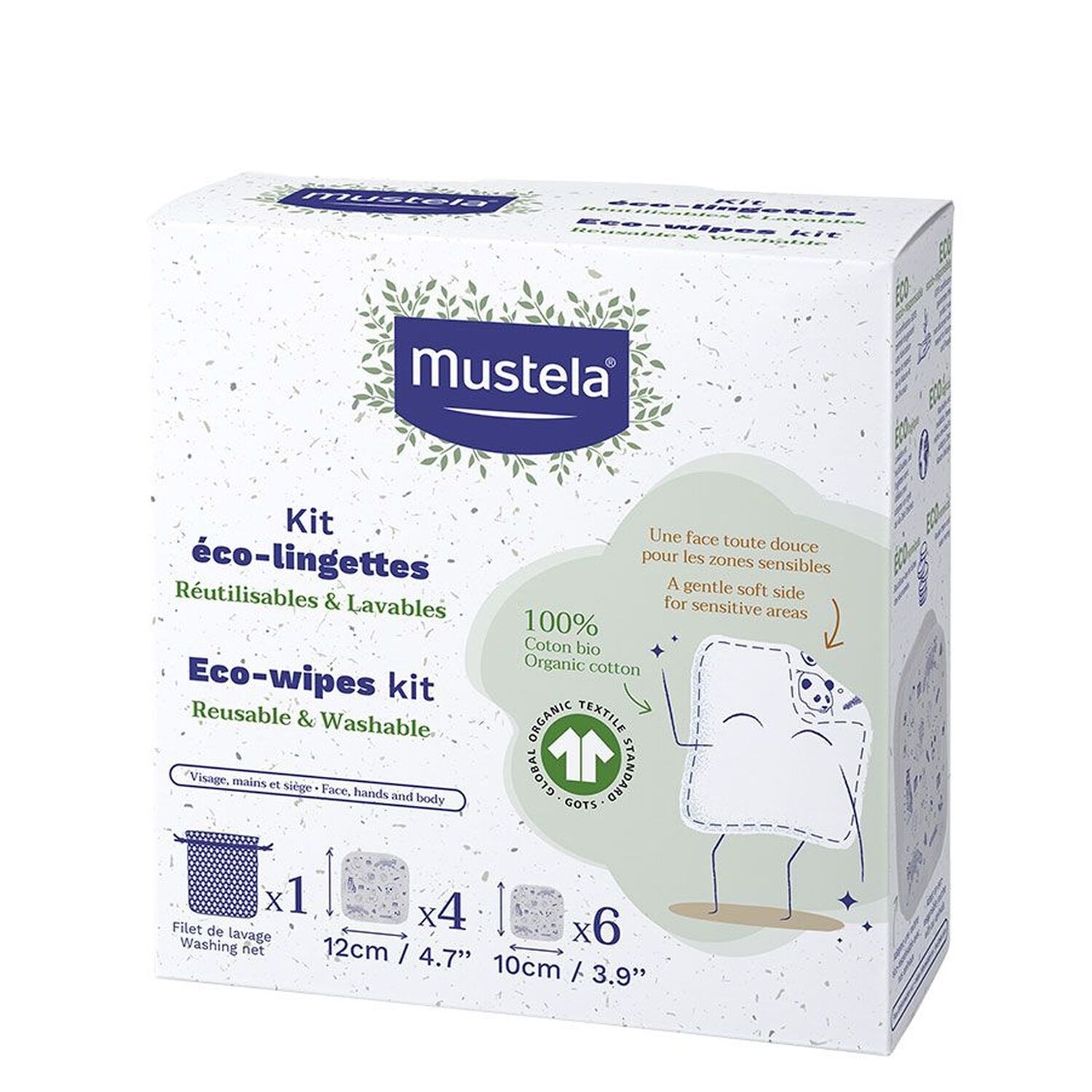 Bébé - Eco-Lingette Réutilisable et Lavable 10 Unités + 1 Filet de Lavage