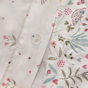 Funda nórdica algodón flores y mariposas Sibel color blanco 100% Algodón percal