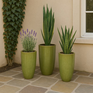 Vaso in terracotta decorato 36x63 cm verde - Rajada