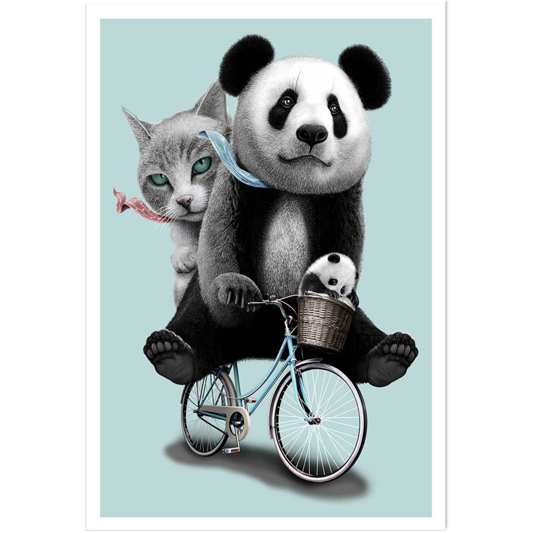 Affiche enfant amis à bicyclette  Affiche seule