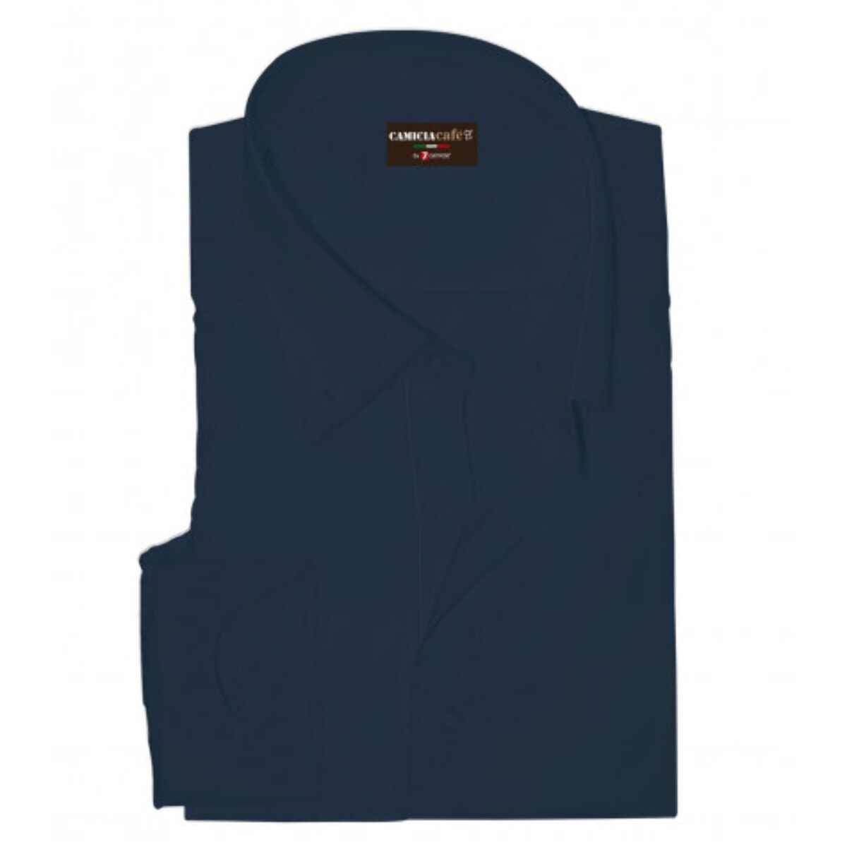 Camicia Uomo 1 Bottone Button Down Slim Cotone Poliestere Unito Blu
