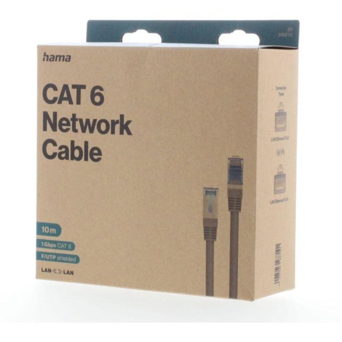 Câble Ethernet HAMA 10M DROIT CAT6 Gris
