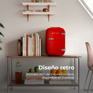 EVVO F4 Mini nevera retro roja 4L, portátil 12V/220V, frío y calor, silenciosa, para cremas, maquillaje, coche y oficina