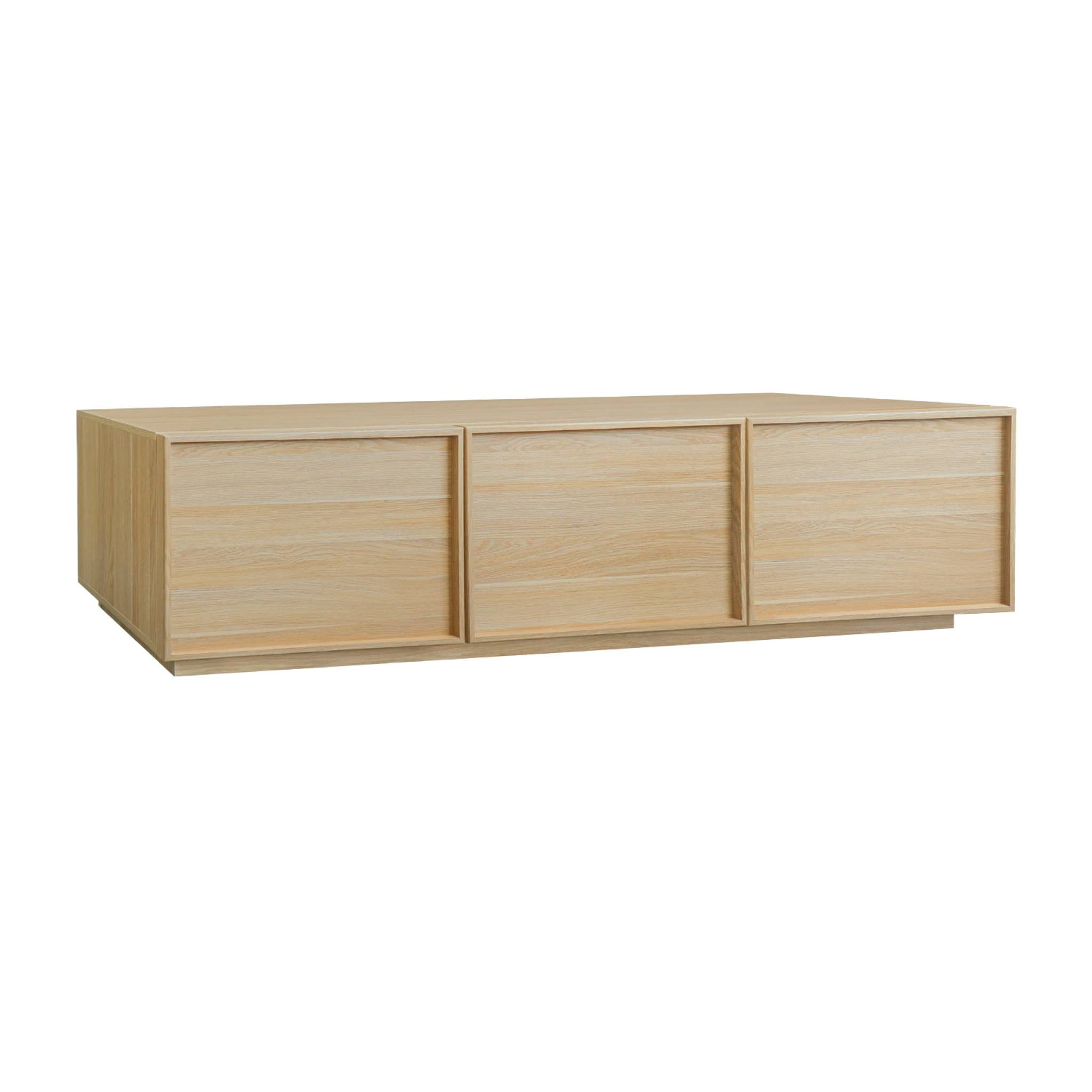 Meuble TV décor bois 3 portes naturel 180cm L 180 x P 43 x H 45cm - Kuba