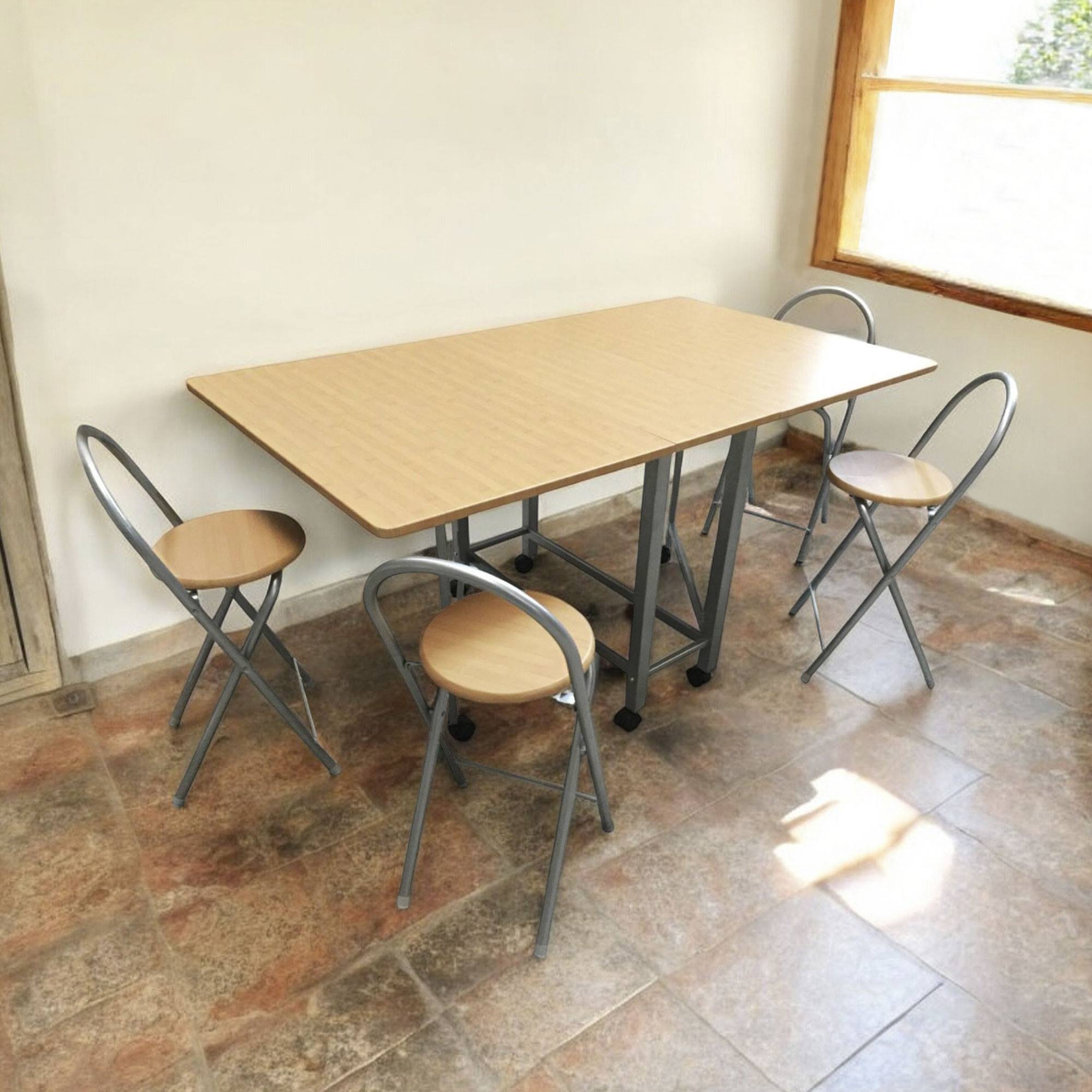 Well home - conjunto mesa y 4 taburetes 'libro' en madera