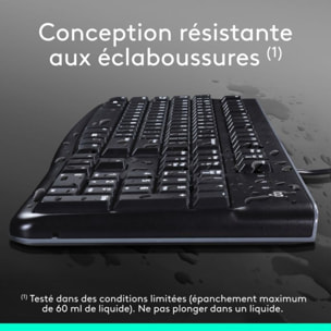 Clavier filaire LOGITECH K120 USB touches silencieuses