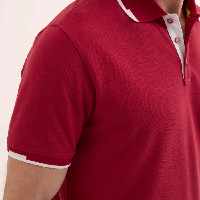 Polo de Manga Corta Piqué Algodón Orgánico Detalles Contraste LIFESTYLE POLO SLAM WINE