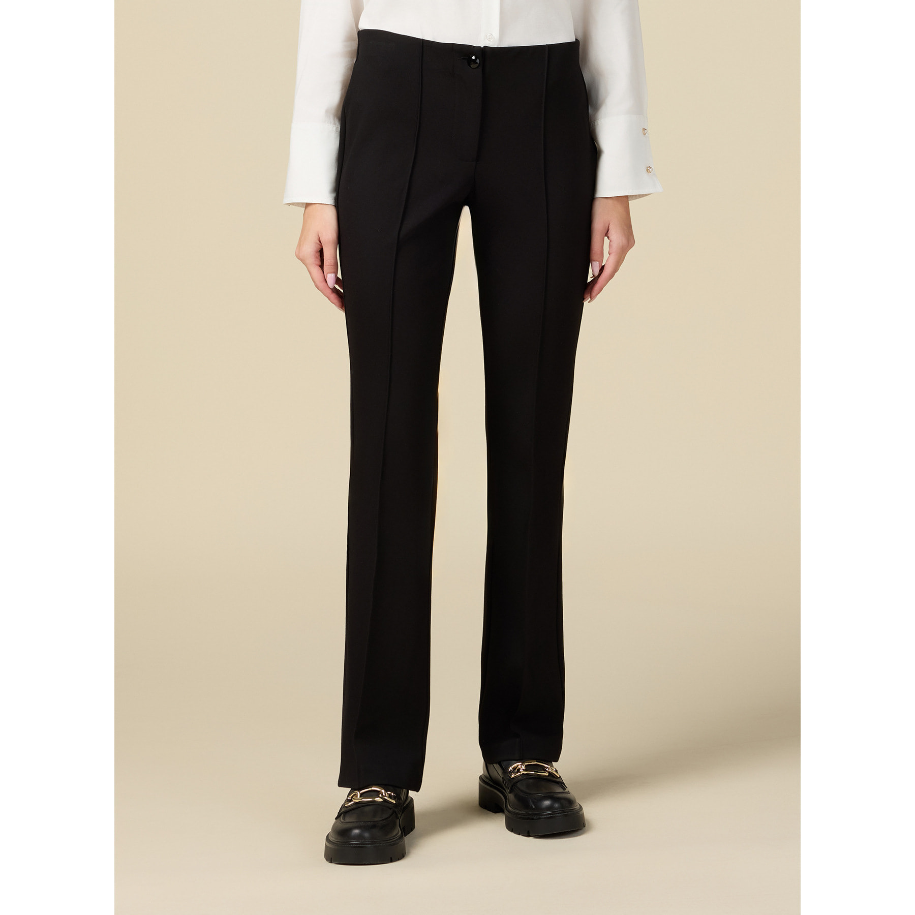 Oltre - Flared trousers in Milan stitch - Negro