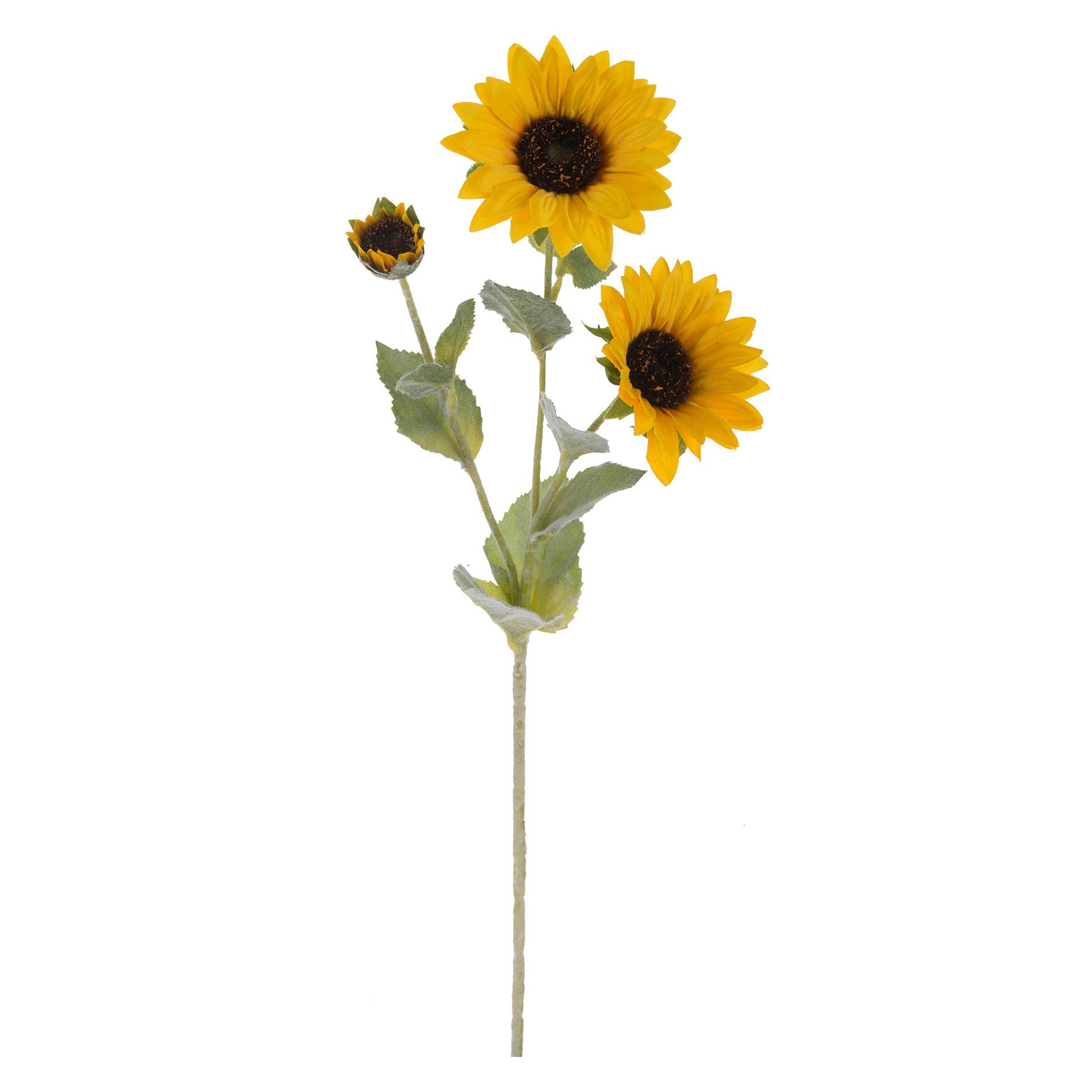 Girasole Con 3 Fiori. Altezza 63,5 Cm - Pezzi 6 - 12,7X63,5X15,2cm - Colore: Giallo - Bianchi Dino - Fiori Artificiali