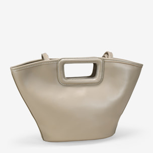 Bolso capazo beige con asas de mano