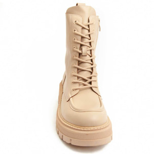 Bota De Plataforma - Beige - Altura: 5 Cm