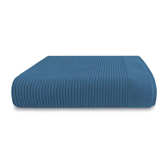 Drap de bain pur coton 575 g/m² uni bleu Vitae denim