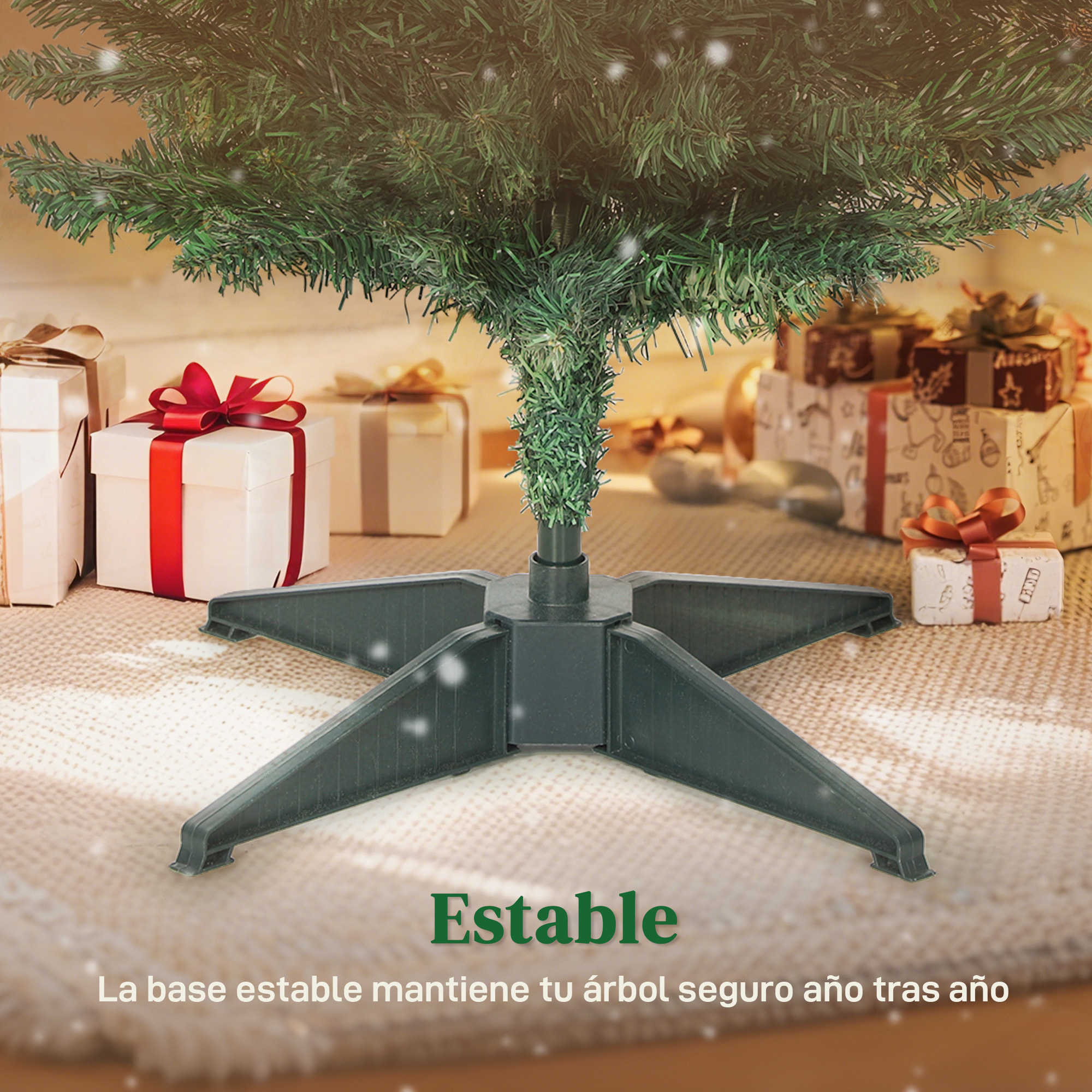 Árbol de Navidad Estrecho 210 cm, Árbol de Navidad Artificial con 401 Ramas, Soporte Metálico, Fácil de Montar, Decoración para Interior, Hogar, Oficina, Verde