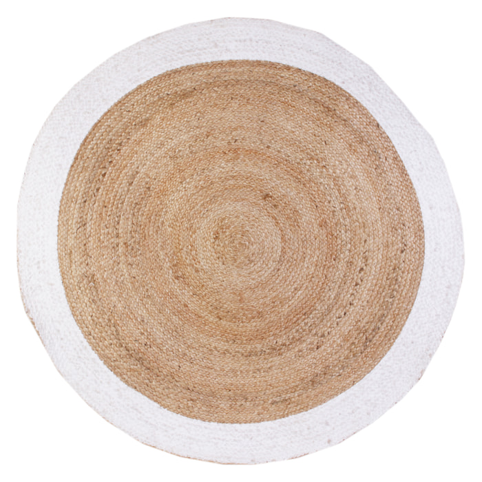 Tapis Jute Bord Blanc 120cm