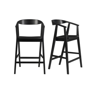 Tabourets de bar scandinaves en bois noir H66.5 cm (lot de 2) BAHIA