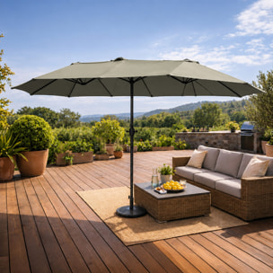 Parasol rectangulaire double 2,7x4,6m vert CABIATE