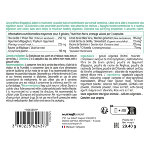 NUTRI EXPERT - Colon Detox - Complément alimentaire à base de plantes - Purifie et détoxifie le côlon - Sans ingrédients d'origine animale - Vegan - Fabriqué en France - 60 gélules