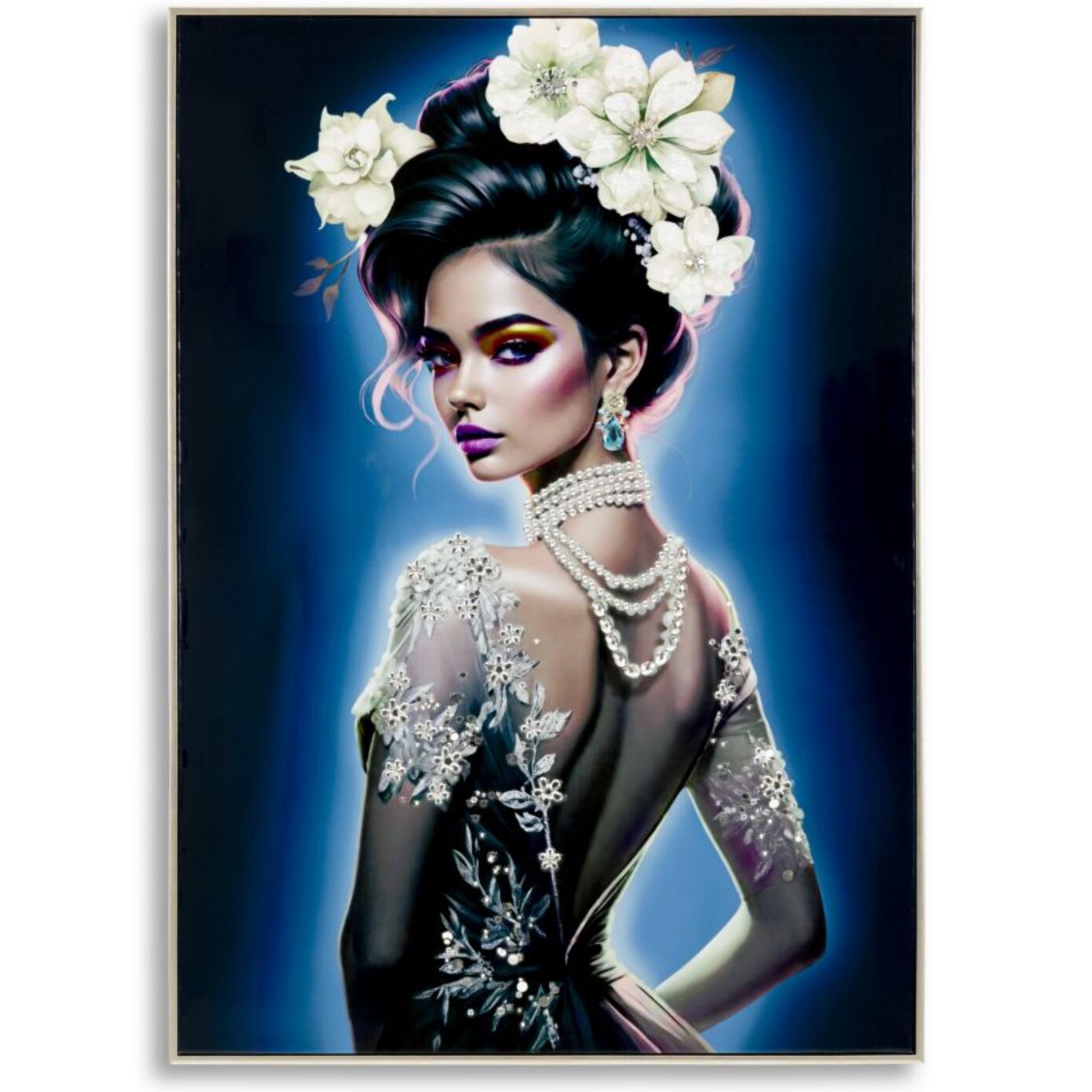 DIPINTO SU TELA LACCATO ISABEL C/CORNICE -B- CM 72X4X102