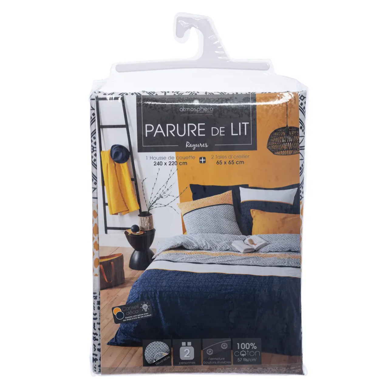 Parure de lit "Etnik rayé" en coton 240x220 cm