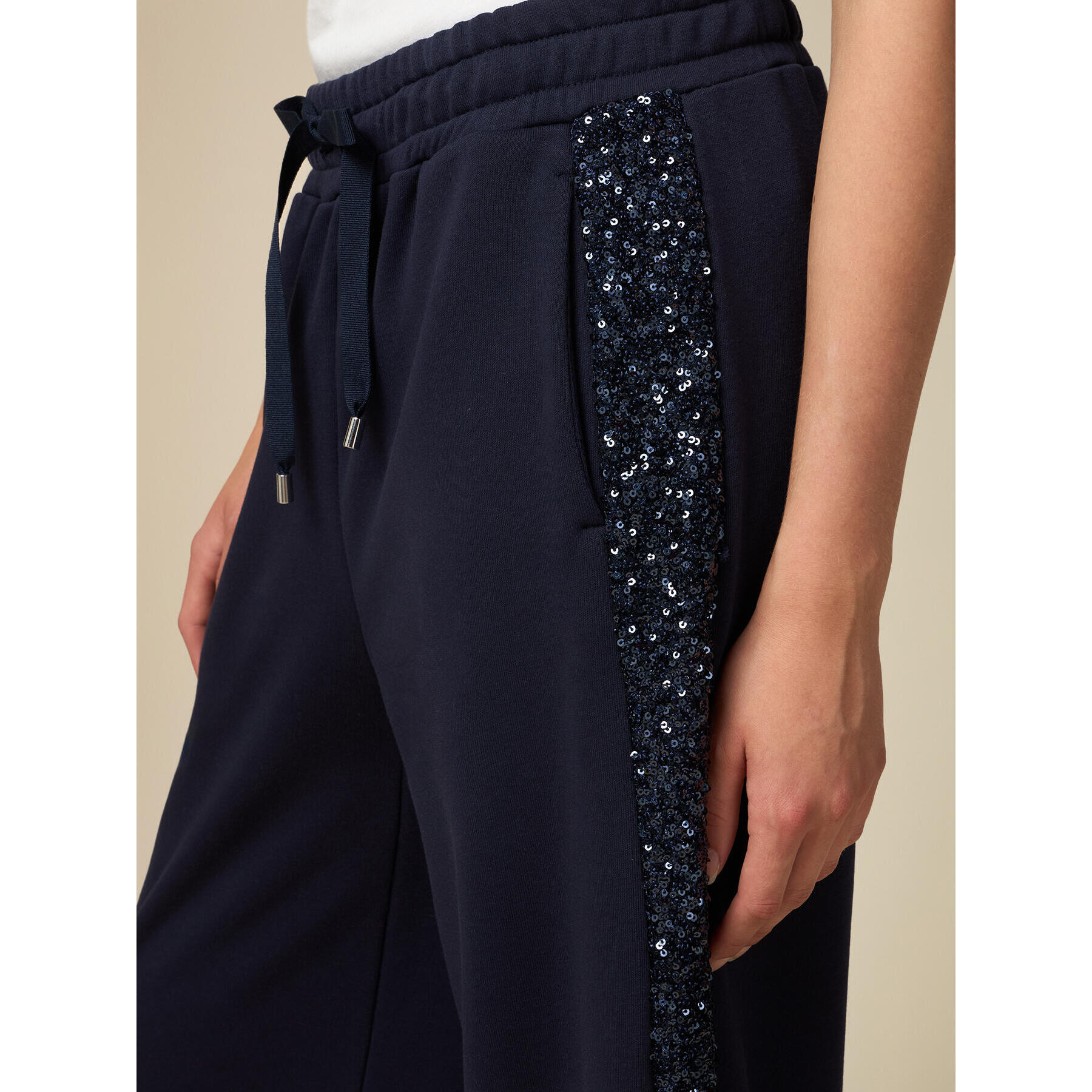 Oltre - Joggers wide leg con paillettes - Blu