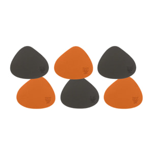 Sous-verre curve réversible - 6 pièces - Cuir recyclé orange et chocolat